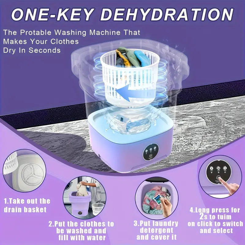 Portable Foldable Washing Machine – Compact Washer & Mini Dryer Combo for Home, Travel & Dorms